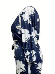 Floral Print Long Sleeve Wide Leg Jumpsuit