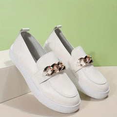 Women's Chain Decor Slip On Loafers Casual Flats