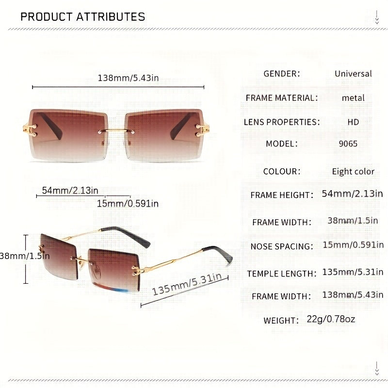Rimless Sunglasses UV400 Sun Shades for Vacation