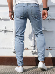 Men's Slim Fit Distressed Jeans for Spring Summer