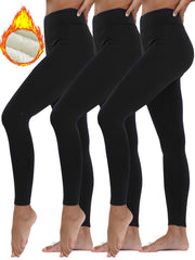Plush Lined Thermal Pants Soft & Comfy Slim Elastic Tights For Winter
