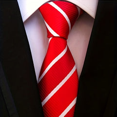 Striped Poly Necktie Business Wedding Tie For Men