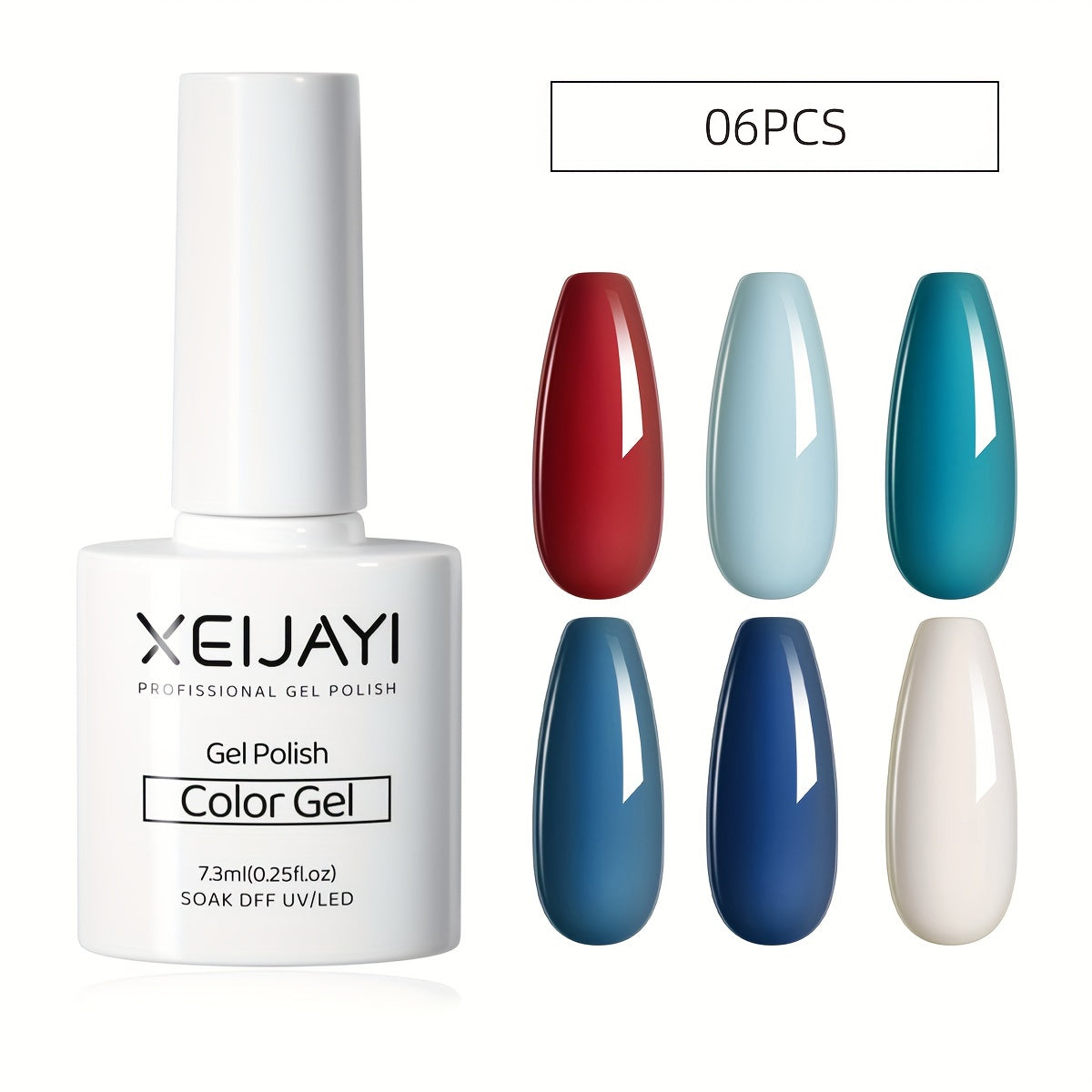 6 Colors Gel Nail Polish Starter Kit Red Collection No Wipe Set