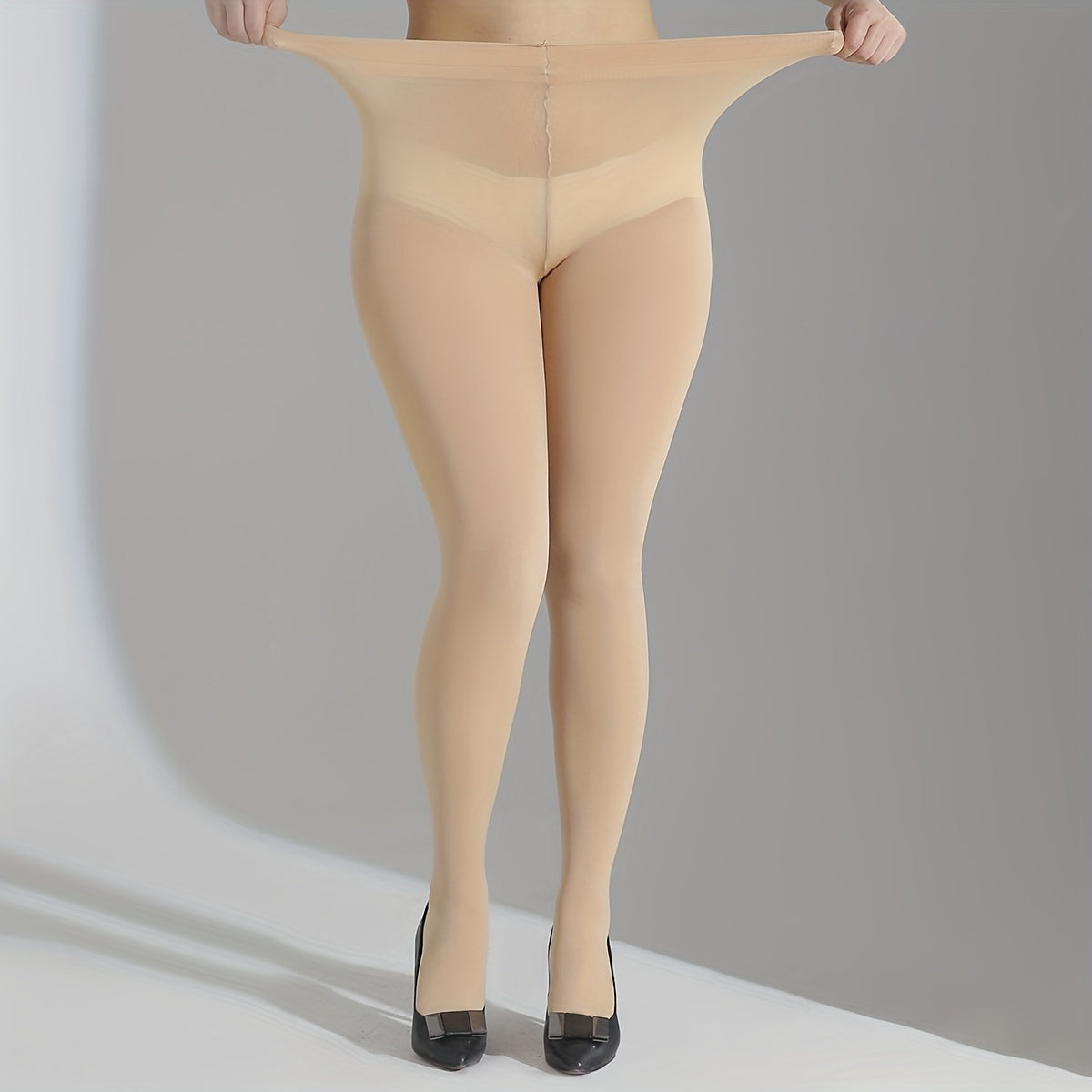 Basic Pantyhose Women's Plus Solid High Rise Tummy Control Tights