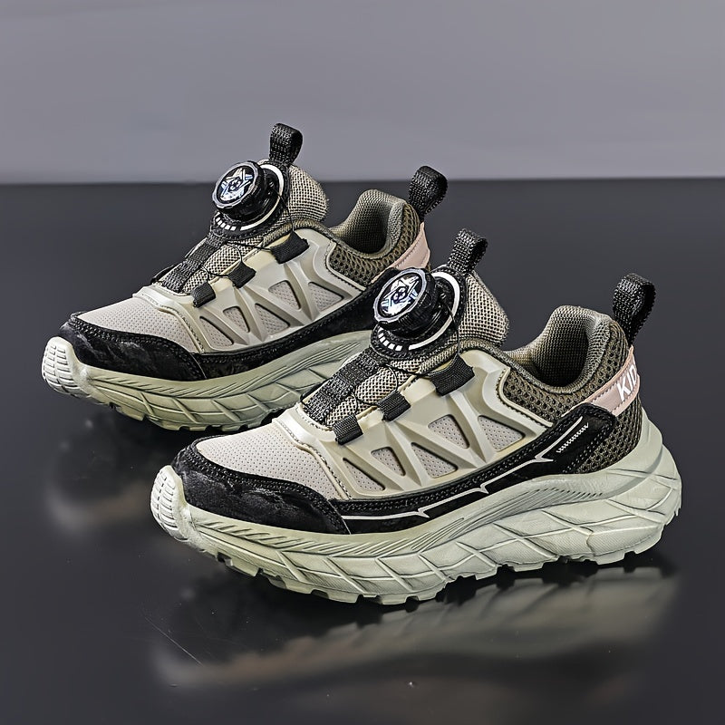 Boy's Chunky Shoes Rotating Buckle Non Slip Sneakers For Outdoor Activities