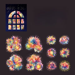 10pcs Fireworks Bronzing Laser Golden Journal Stickers