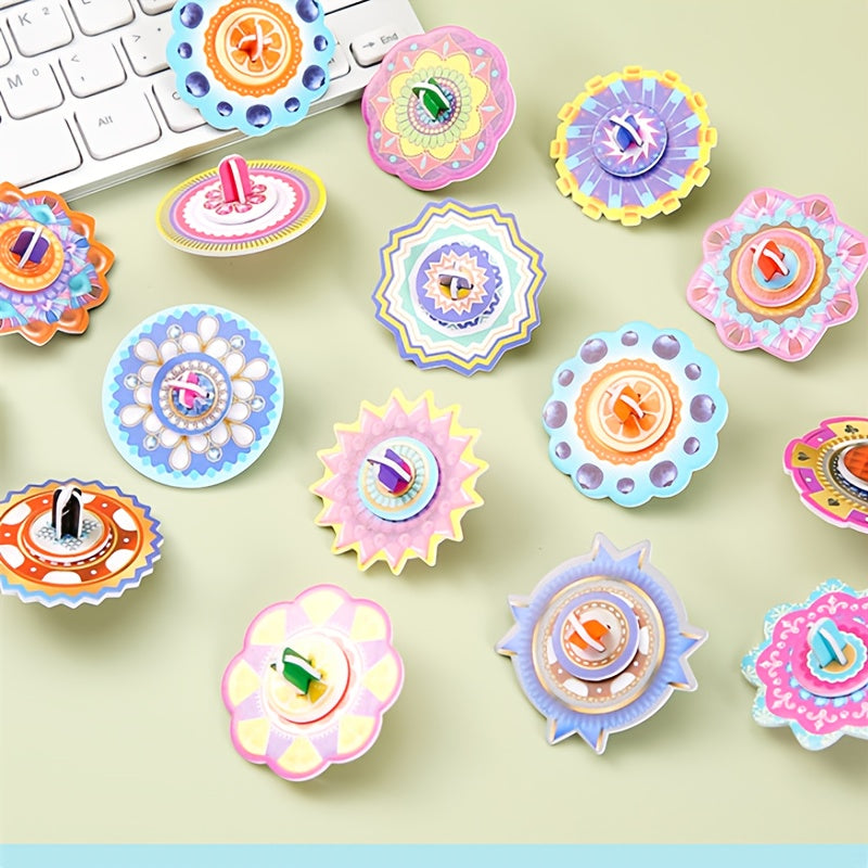 30pcs 3D Paper Spinning Top Puzzle DIY Toy for Kids Party Gift
