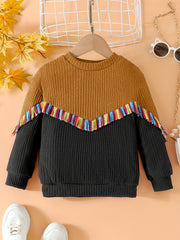 Girls' Boho Chevron Patchwork Sweater Top