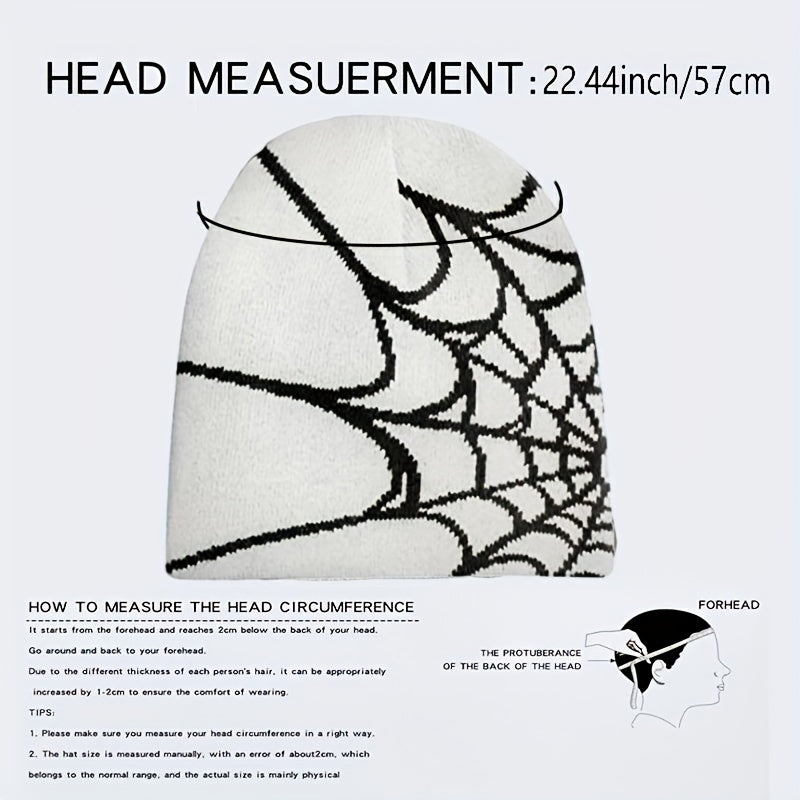 Pooyikoi Y2K Gothic Spider Pattern Wool Acrylic Knit Hat Beanie Hat