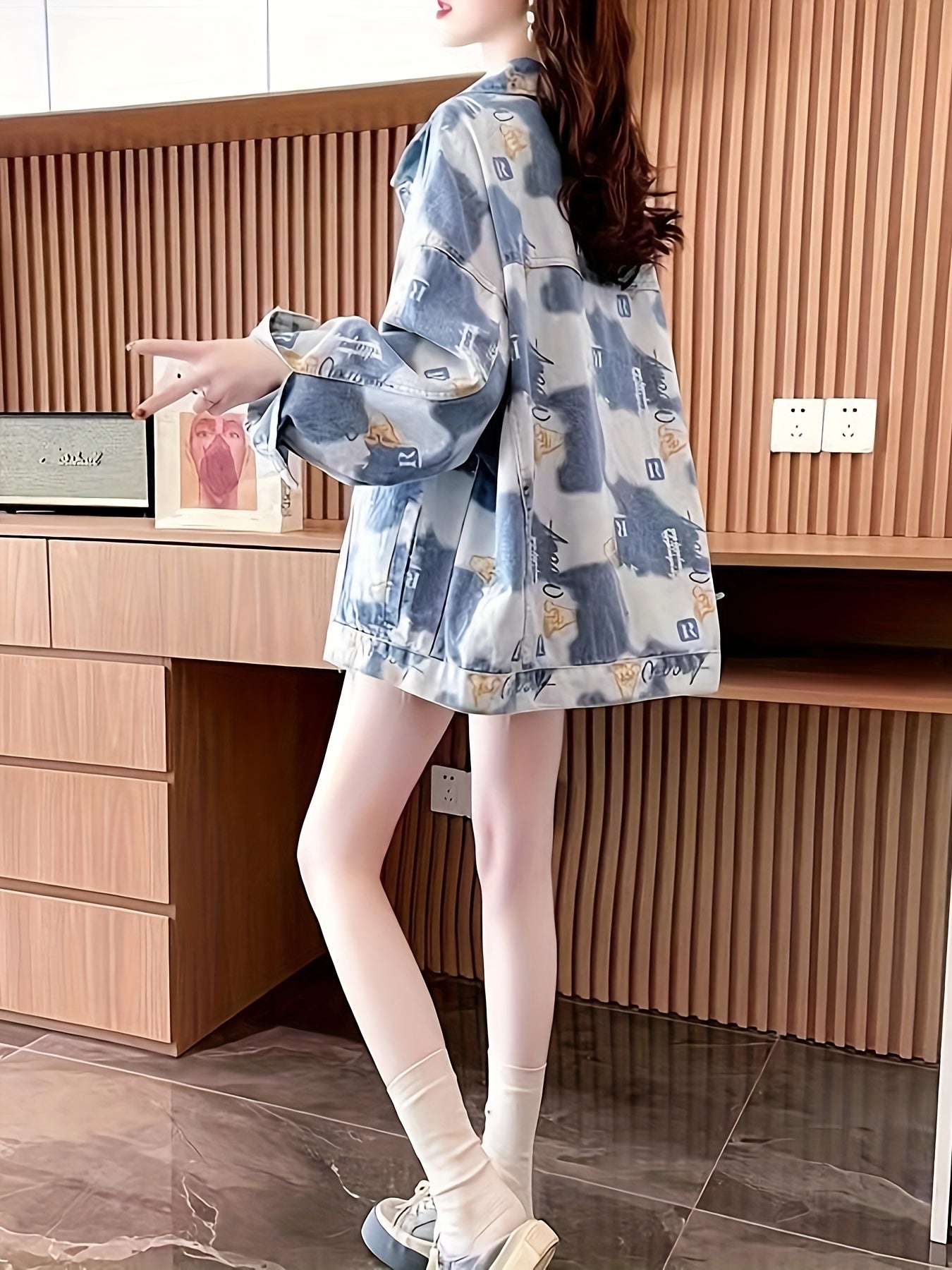 Denim Jacket Women's Long Sleeve Button Up Coat