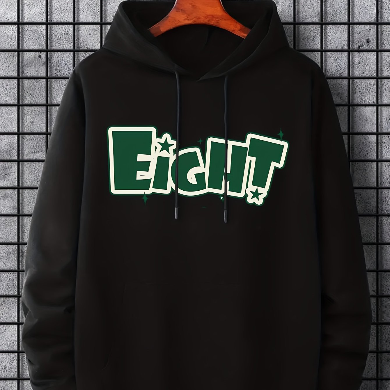 Men's Eight Print Hoodie, Casual Breathable Hooded Sweatshirt