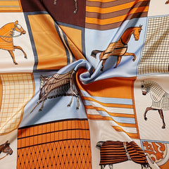 Horse Print Bandana Women Satin Neckerchief Silk Square Scarf