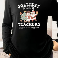 Christmas Loungewear Top Women's Plus Slogan Print