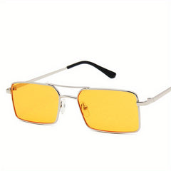 Red Lens Vintage Punk Sunglasses Rectangle Metal Shades Glasses