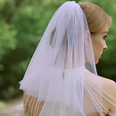 Vintage Bridal Tiara Veil Faux Pearl Wedding Accessory