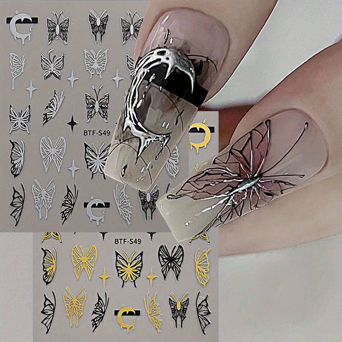 Flower Butterfly Nail Art Stickers Self Adhesive Decals DIY Nail Salons Supplies