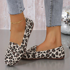 Leopard Print Ballet Flats Round Toe Slip On Lightweight Shoes