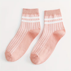 Set of 5 Striped Crew Socks for Women