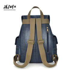 Lady Denim Vintage Backpack Female Casual Travel Bag