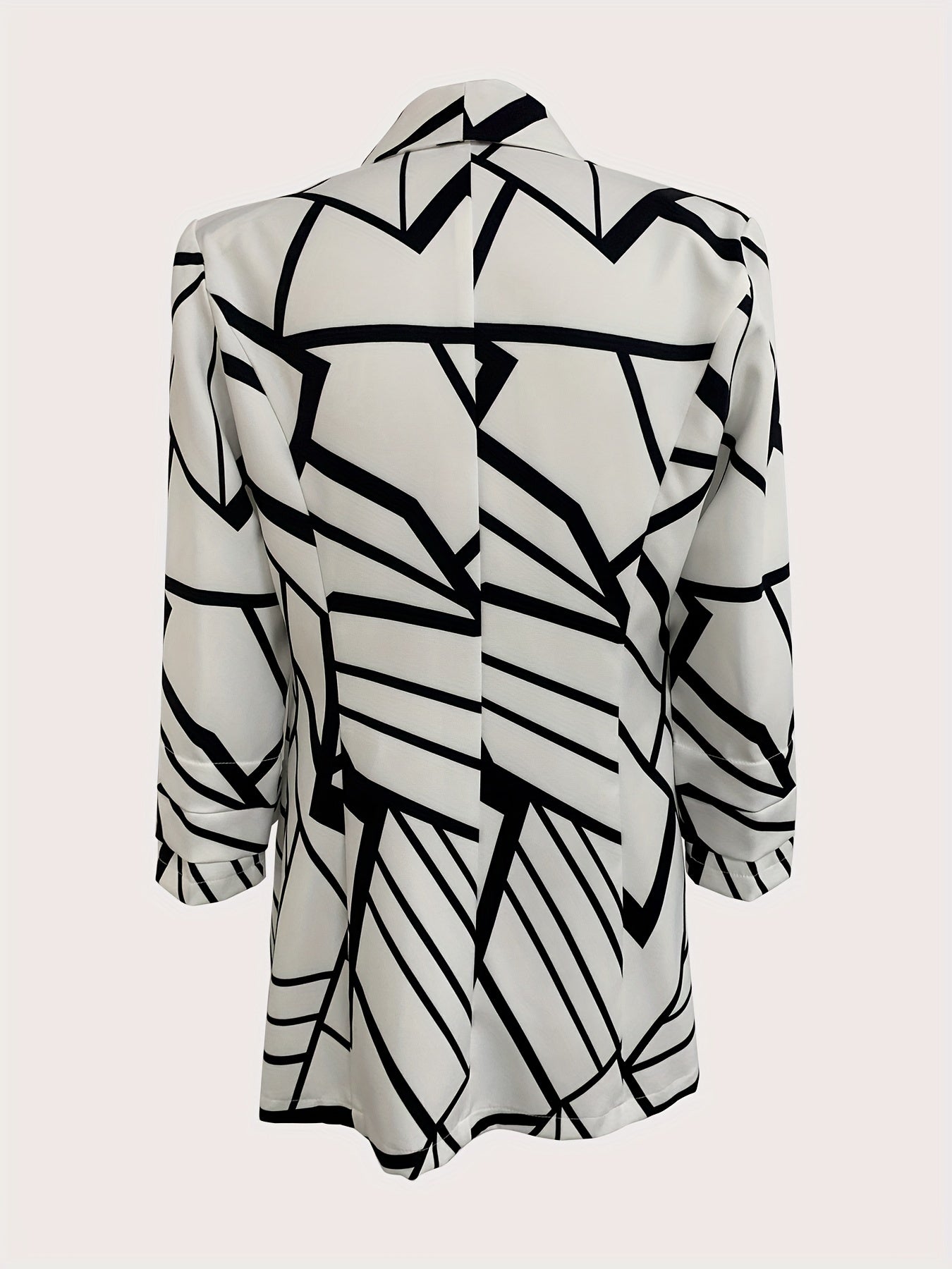 Print Open Front Blazer Shawl Collar Bracelet Sleeve Blazer