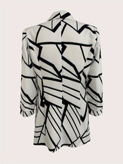 Print Open Front Blazer Shawl Collar Bracelet Sleeve Blazer