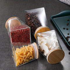 Irregular Glass Sealed Jar Kitchen Food Storage Ladder Shape
