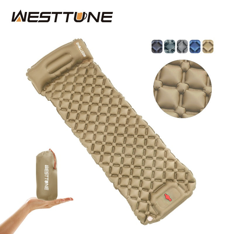 Inflatable Sleeping Pad Air Mattress with Built-in Pump for Travel Hiking