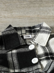 Plaid Contrast Ruffle Cuff Tunic Dress Baby Girls