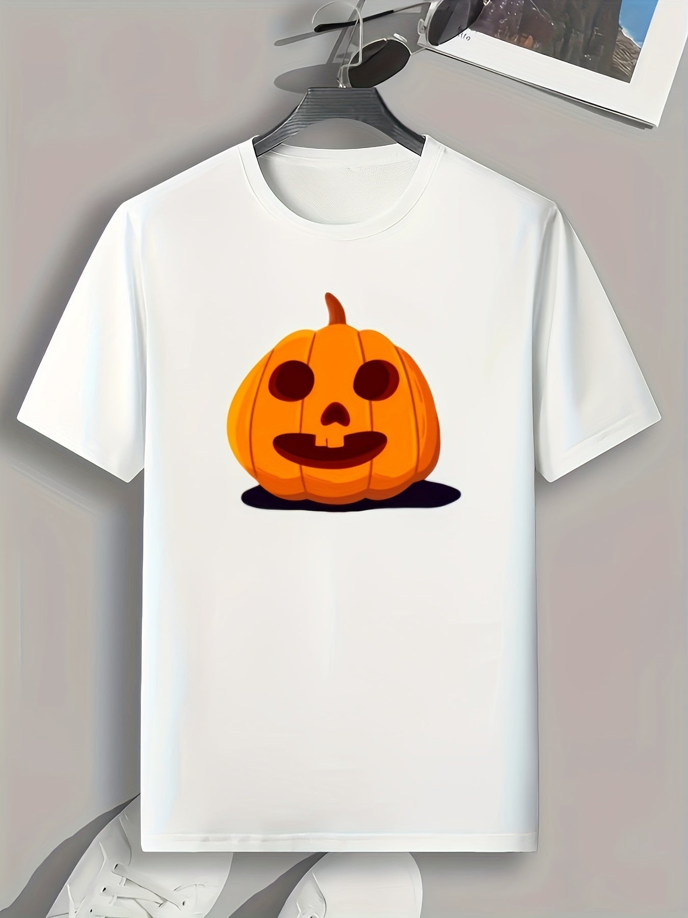 Halloween Pumpkin Print Men's Graphic T-shirt Casual Comfy Tee