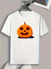 Halloween Pumpkin Print Men's Graphic T-shirt Casual Comfy Tee