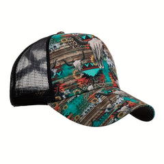 Floral Print Trucker Hat Sun Protection Baseball Cap
