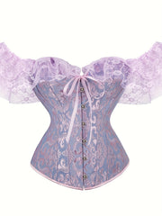 Lace Stitching Corset Bustier Tummy Control Jacquard Body Shaper
