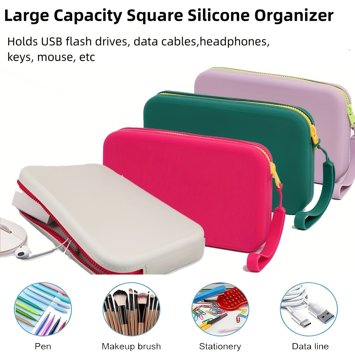 Silicone Storage Electronic Accessories Bag Zipper Carry On Bag