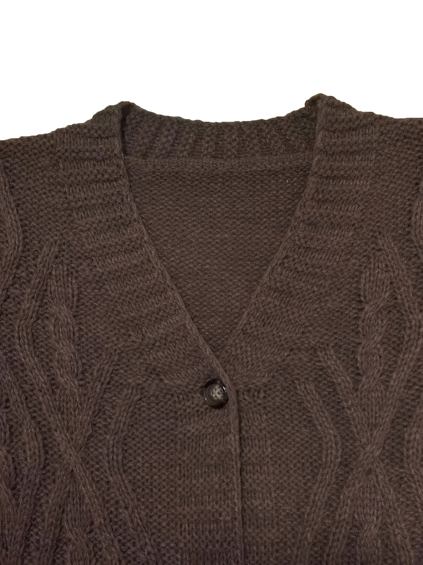 Solid Cable Button Long Cardigan