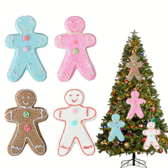 4pcs Macaron Colored Gingerbread Man Snowman Ornaments