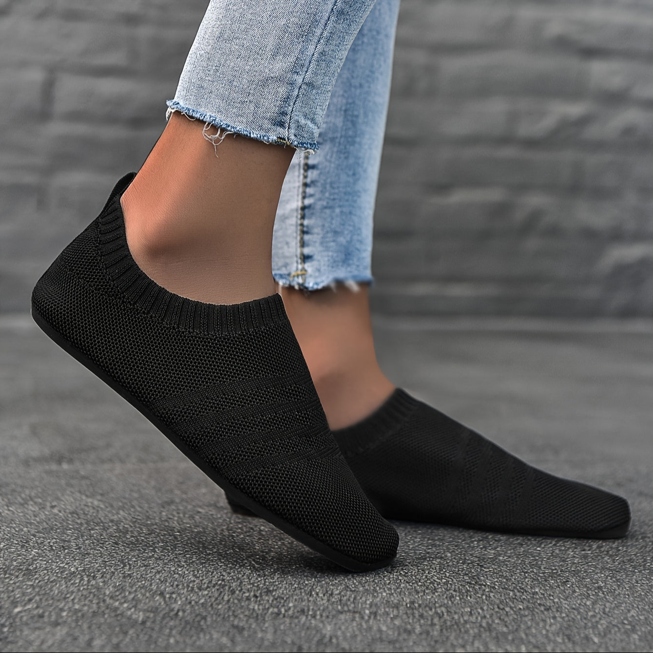 Women's Knit Indoor Sock Slippers Comfy Round Toe Anti-skid House Shoes
