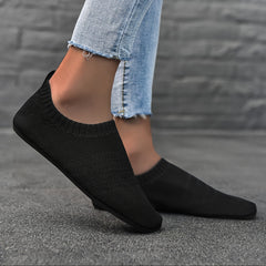Women's Knit Indoor Sock Slippers Comfy Round Toe Anti-skid House Shoes