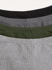 Ribbed Knit Shorts 4 Pack Elastic Waist Women's Clothing