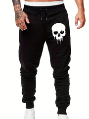 Men s Skull Print Sports Pants Drawstring Jogging Trousers