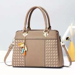 Grid Pattern Tote Handbag in PU Leather