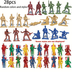 28pcs Parachute Toy Throw Toy Outdoor Game Military Action Figures Random Colors