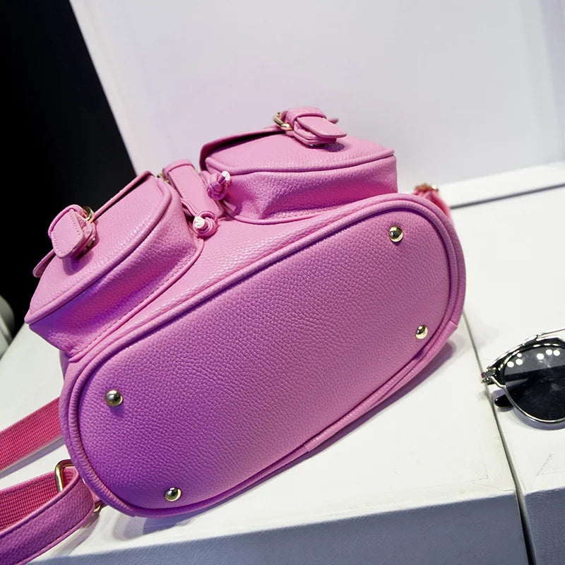 Female Backpack Lady PU Leather Travel Bag