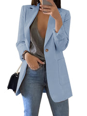 Lapel Neck Single Button Blazer for Women