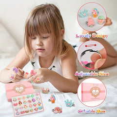 24pcs Little Girl Ring Box Dress Up Toys for 4-12 Year Old Girl's Birthday Gift