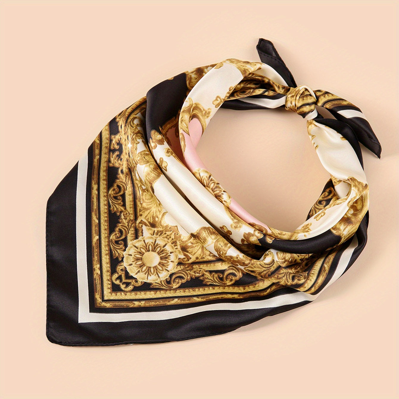 Retro Floral Print Bandana Silk Scarf Headband Holiday Accessory Gift