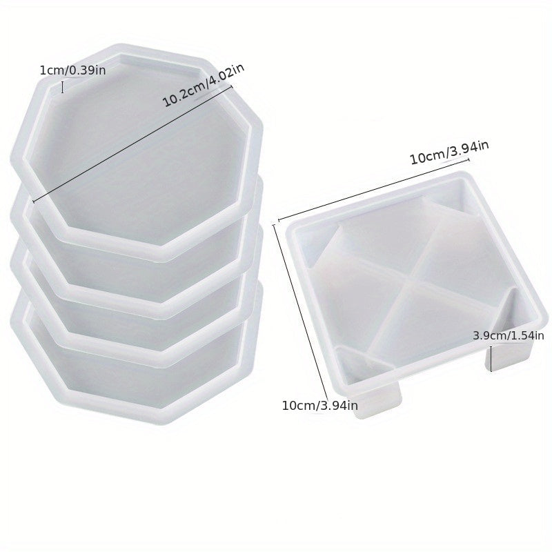 Coaster Resin Mold Set with Storage Box & 4 Silicone Molds