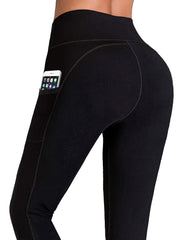 Solid Pocket Side Yoga Fitness Sports Leggings High Elastic Running Yoga Pants