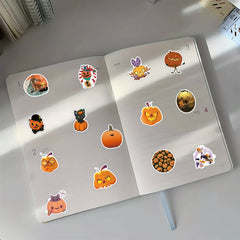 50pcs Halloween Pumpkin Stickers Water Bottle Laptop Envelopes Party Supplies