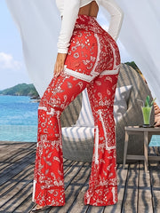 Boho Scarf Print High Rise Flared Leggings