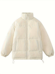 Women's Casual Puffer Jacket Warm Stand Collar Zip Sports Jacket